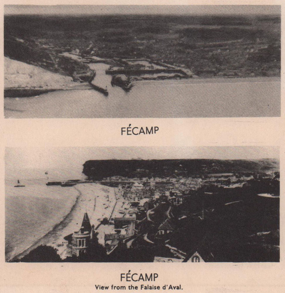 Fécamp, Seine-Maritime. Admiralty intelligence photos 1943 old vintage print